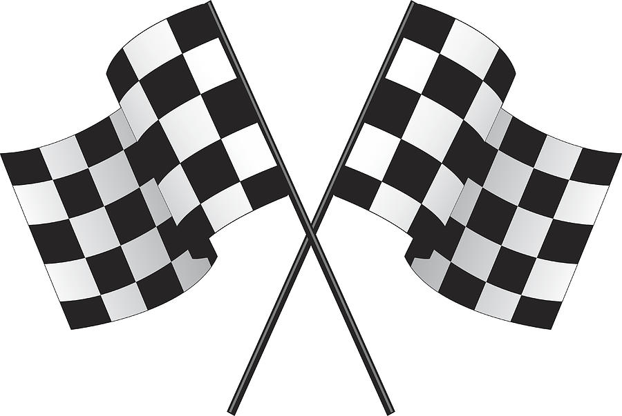 Two checkered race flags crossing over each other Drawing by Big_Ryan