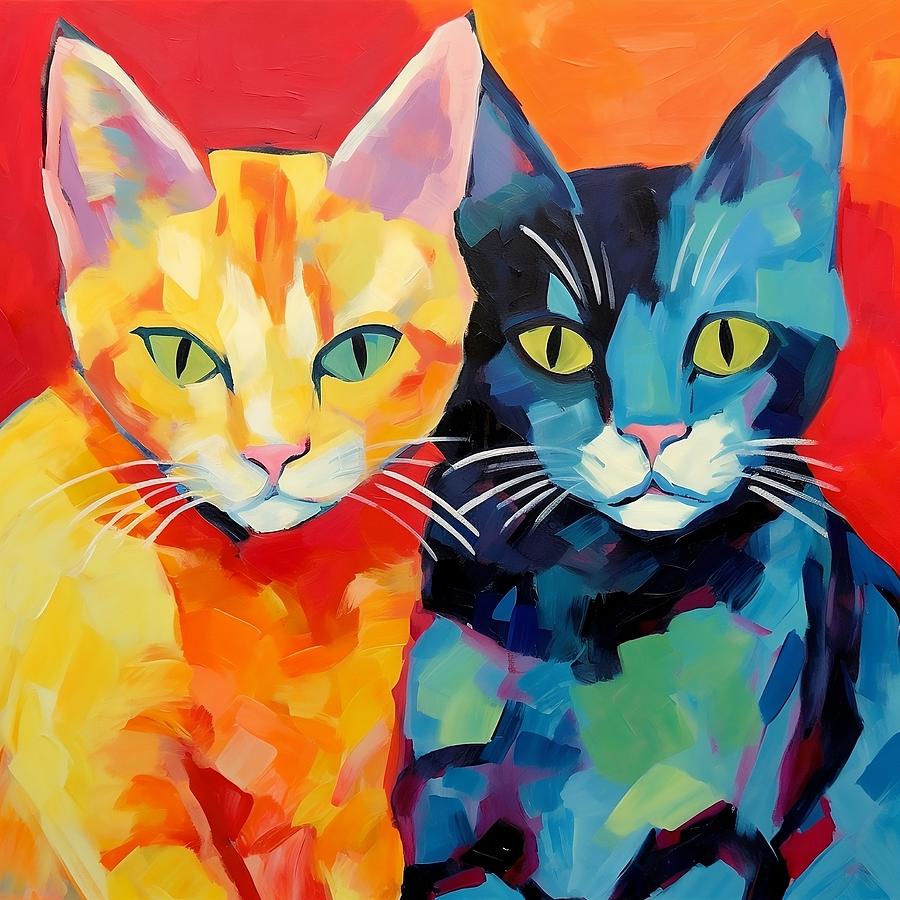 Two Cool Cats Digital Art by Karyn Robinson
