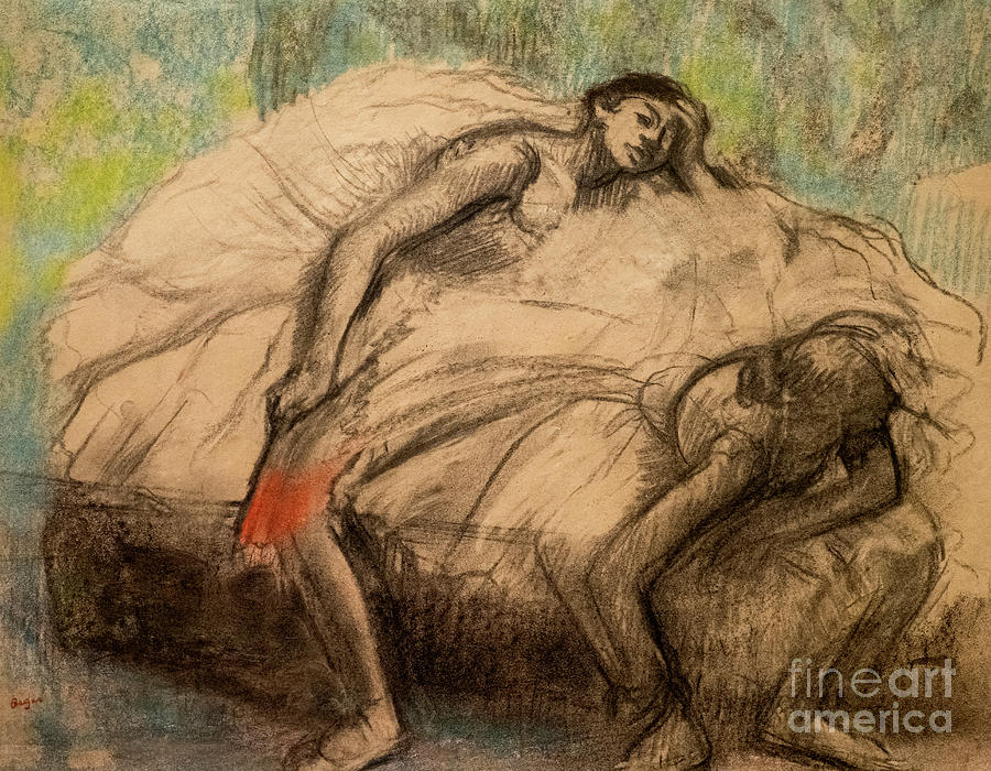 Two dancers at rest Pastel by Edgar Degas