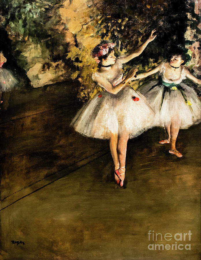 Edgar Degas Painting - Two Dancers on a Stage by Degas by Edgar Degas