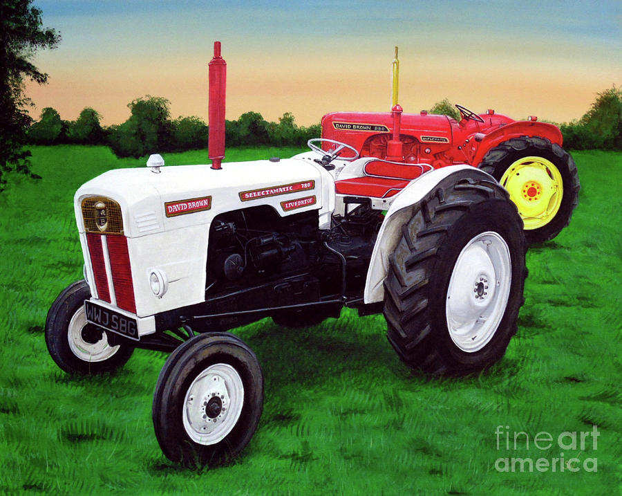 Two David Brown Tractors Painting by Sandra Warmerdam | Pixels