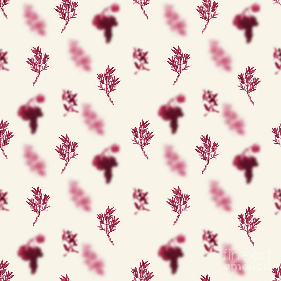 Vintage Mixed Media - Two Edged Dendrobium Flower Botanical Seamless Pattern in Viva Magenta n.0853 by Holy Rock Design