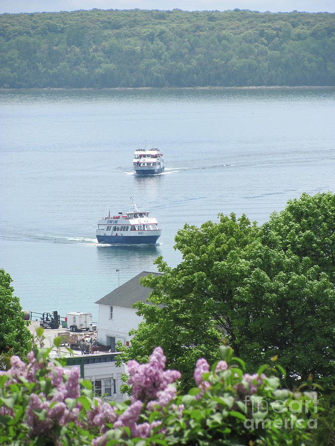 Summer Photograph - Two Ferries Coming In by Ida K