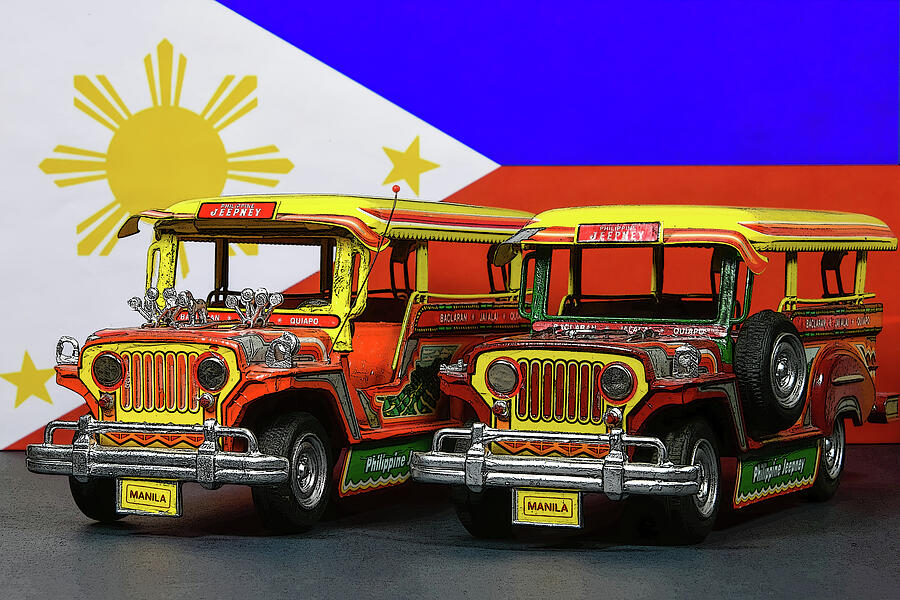 Transportation Photograph - Two Filipino Jeepneys by Anthony Sacco