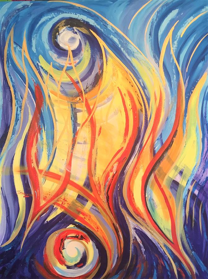 Two Fires Painting by Deb Brown Maher