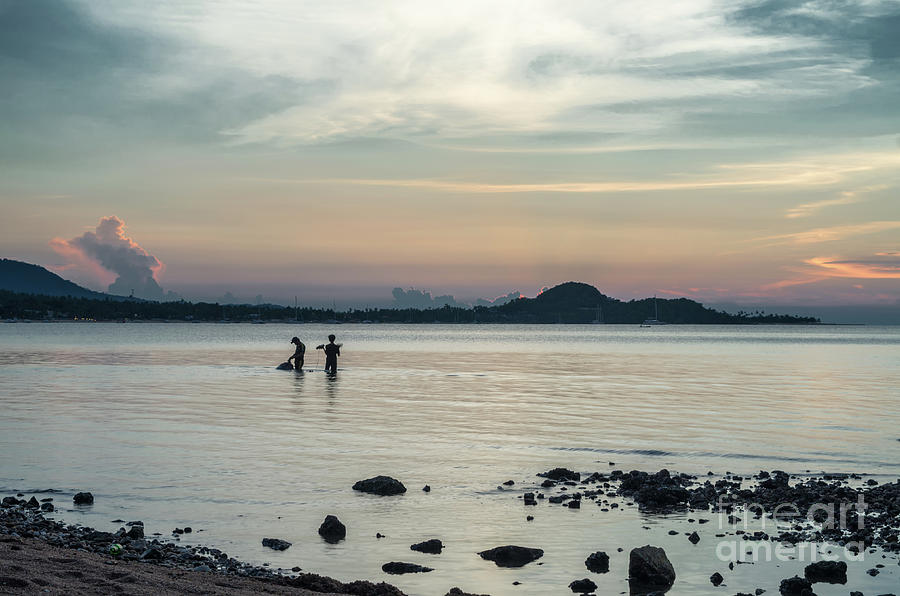 Two Fishermen At Sunset Photograph by Michelle Meenawong