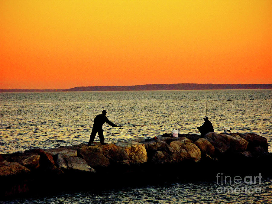 Sunset Photograph - Teach a Man to Fish by Carol F Austin