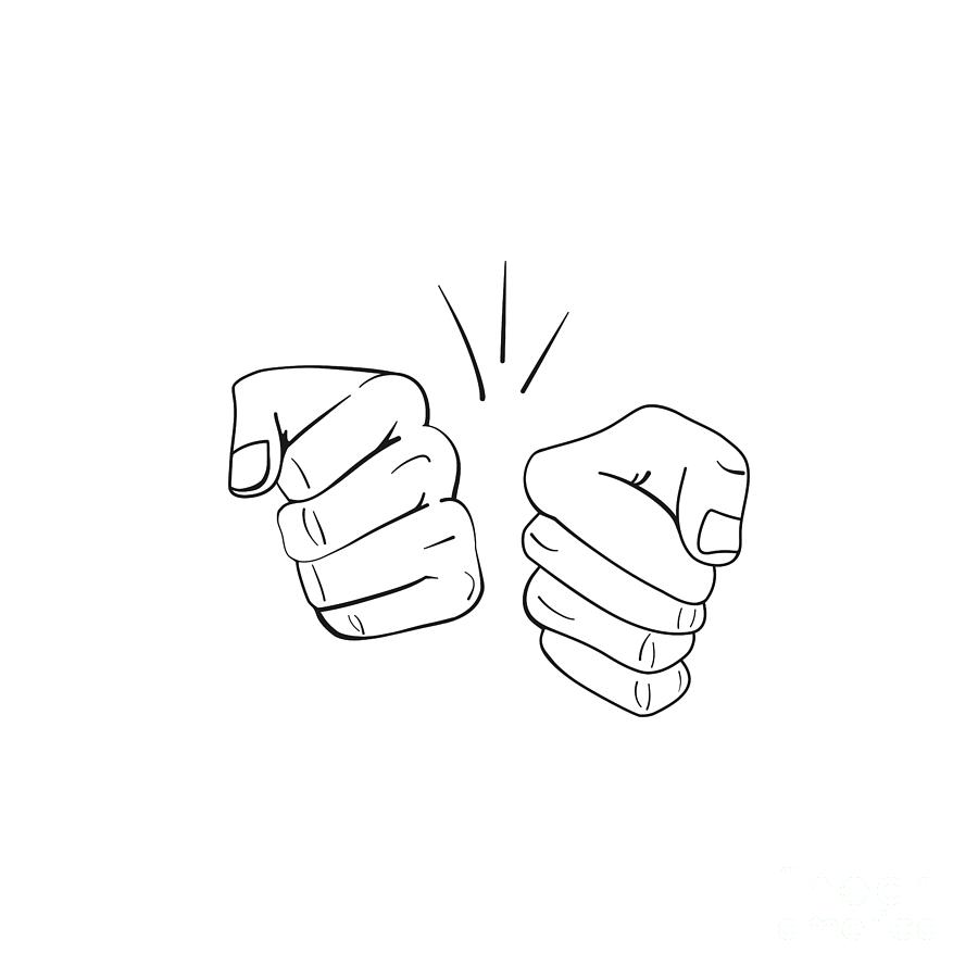 Two Fists Fist Bump Vector Digital Art by THP Creative Pixels