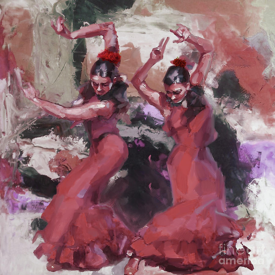 Two Flamenco dancers 223w1a Painting by Gull G