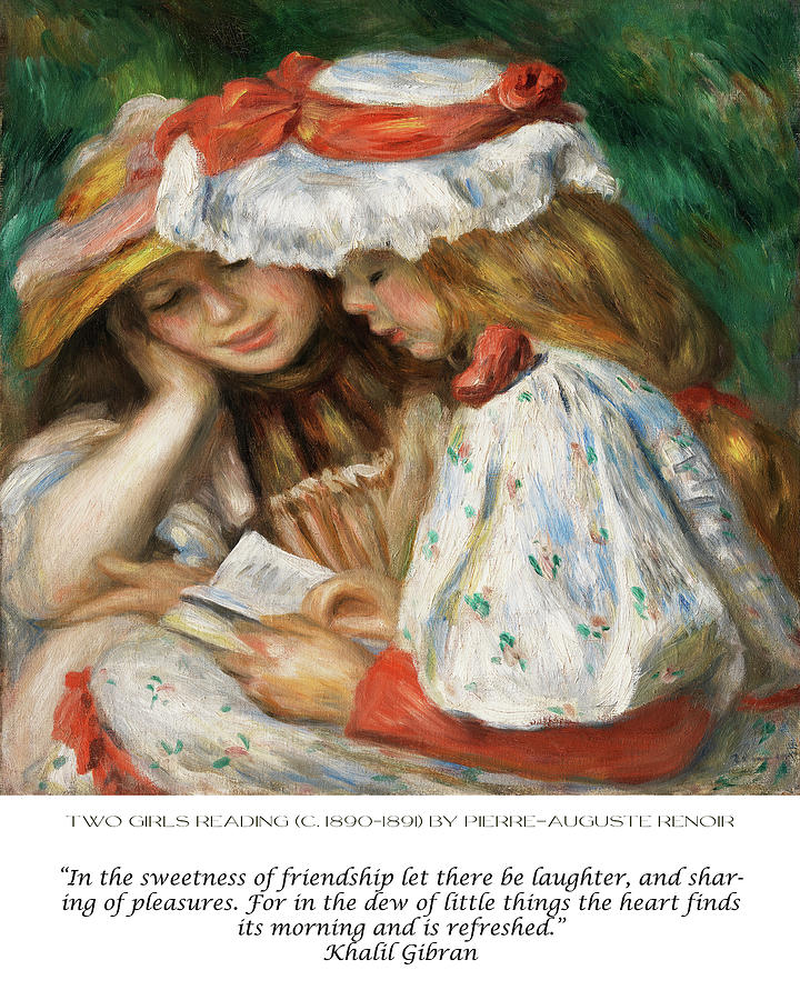 Two Girls Reading Pierre Auguste Renoir Painting by Georgia Clare