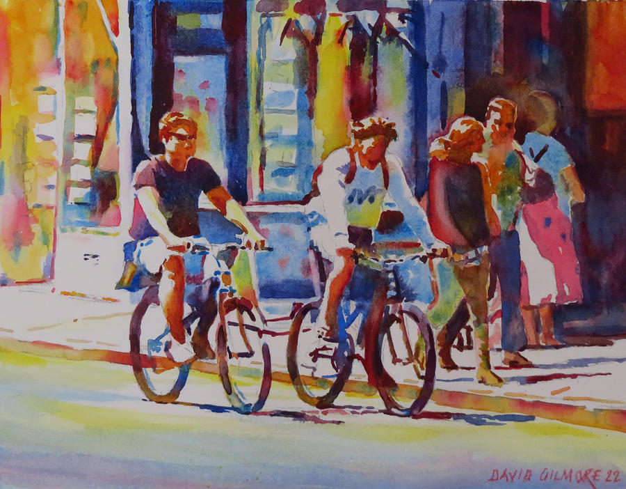 Two Go Cycling-G.Berry #89 Painting by David Gilmore