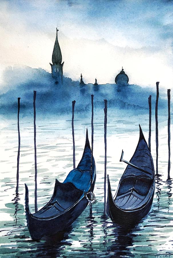 Two Gondolas in Venice Painting by Tanya Gordeeva