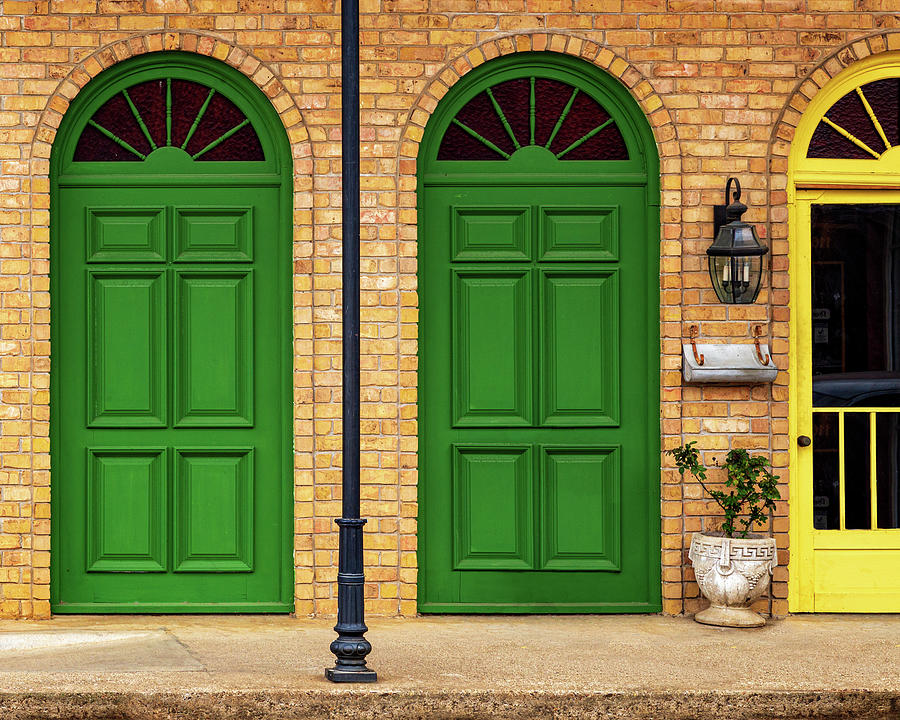 Two Green And Half A Yellow Door Photograph by James Eddy