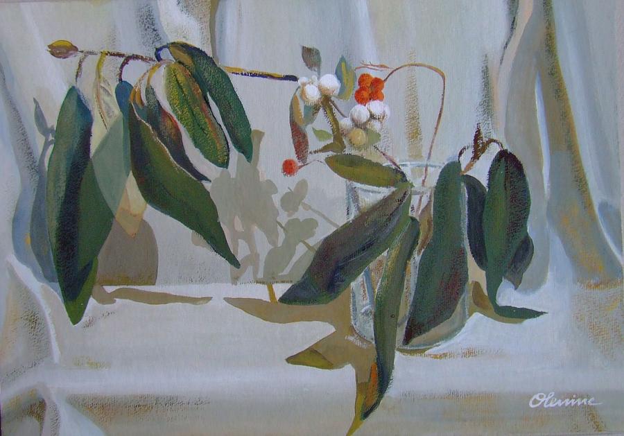 Two green branches Painting by Elena Oleniuc