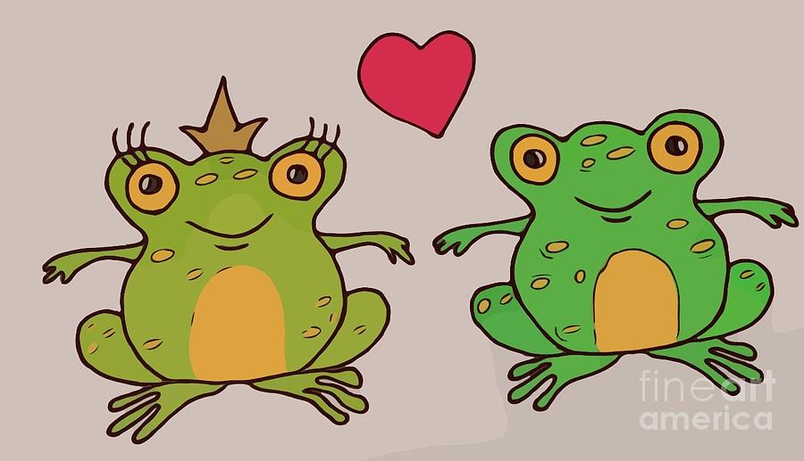 Two Green Frogs In Love Drawing by Irina Pokhiton Fine Art America