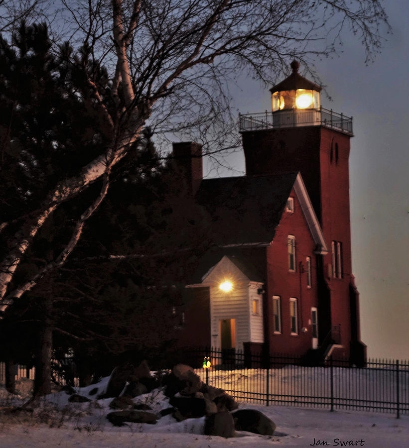 Two Harbors Lighthouse Winter Light Photograph by Jan Swart - Fine Art ...