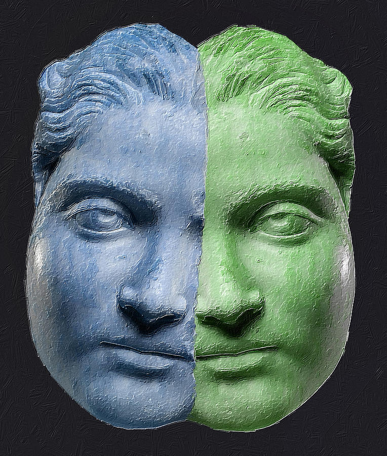 Head Painting - Two Heads Surreal Abstract by Tony Rubino Head Painting - Two Heads Surreal Abstract by Tony Rubino