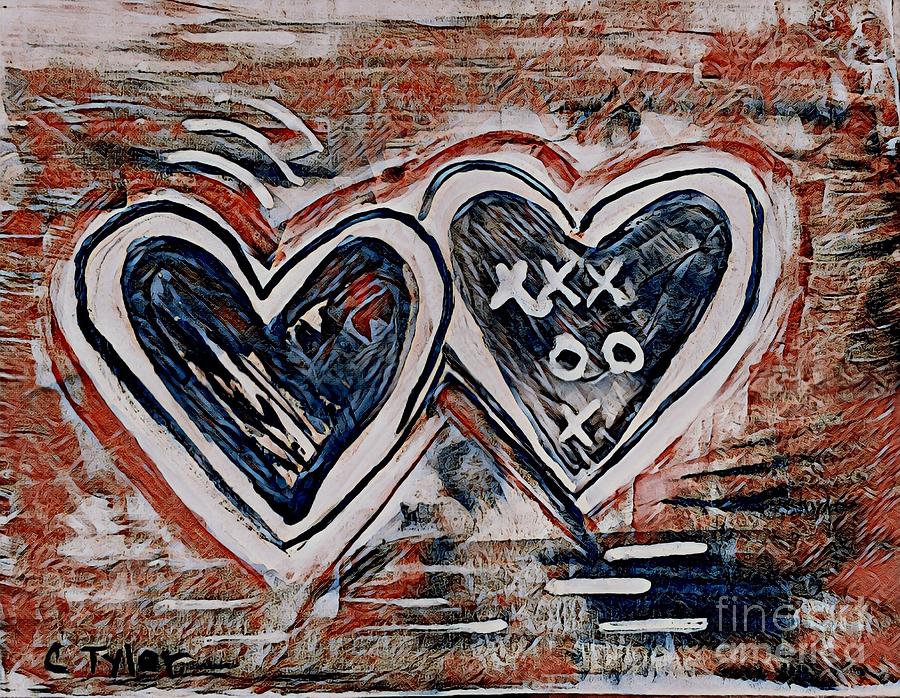 Two Hearts and Never Apart Painting by Christine Tyler