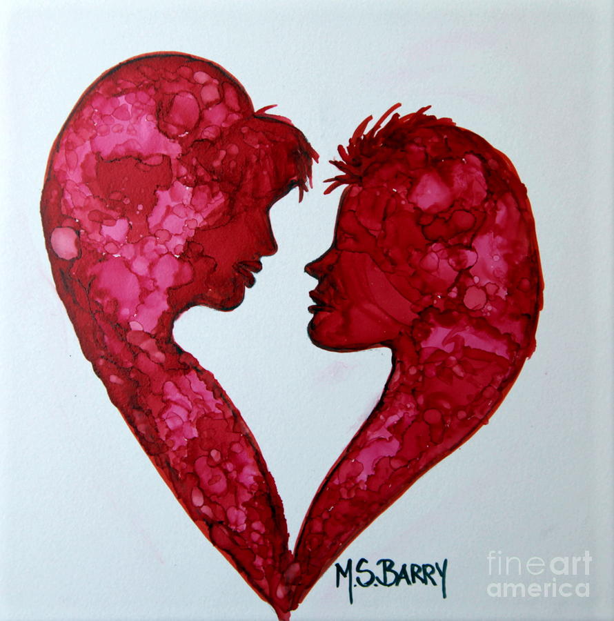 Two Hearts Beat as One Female Painting by Maria Barry