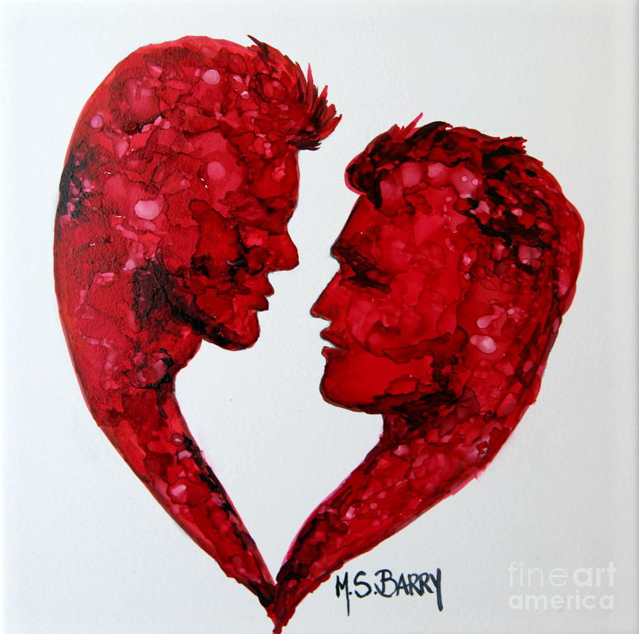 Two Hearts Beat as One Male Painting by Maria Barry