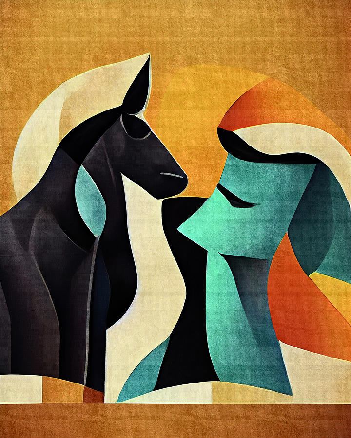 Two Horses - Composition 4 Painting by Paula Picasson
