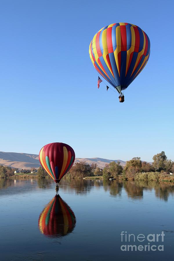 Two Hot Air Balloons with Clear Reflection Photograph by Carol Groenen