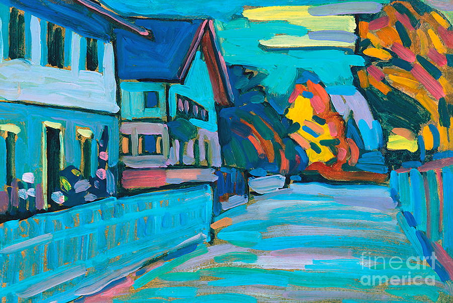 Two Houses in Murnau 1908 Painting by Wassily Kandinsky