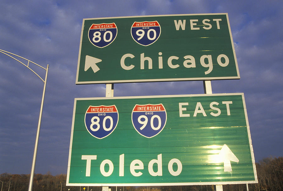 Two interstate signs for Chicago and Toledo Photograph by Fotosearch