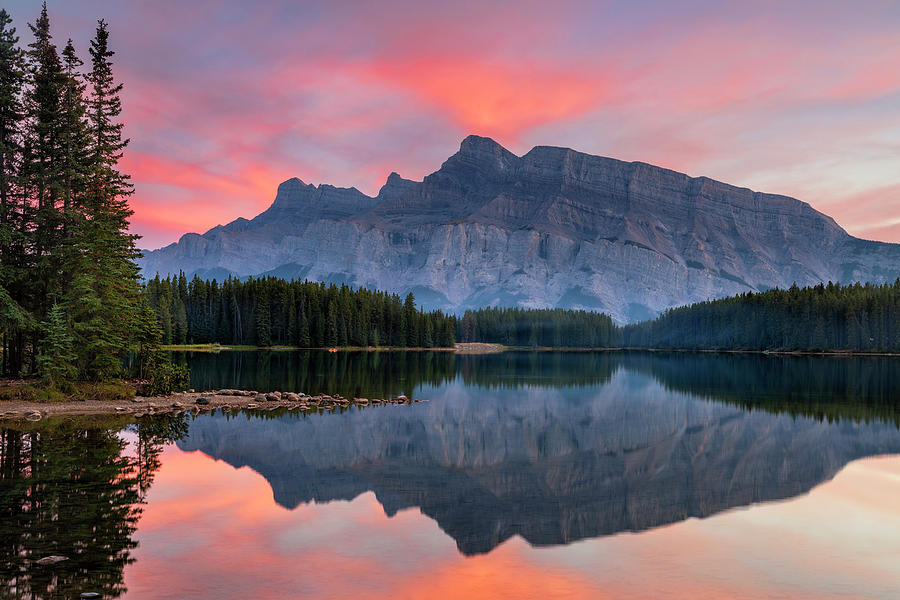 Two Jack Lake Sunset Photograph by Andrew Soundarajan