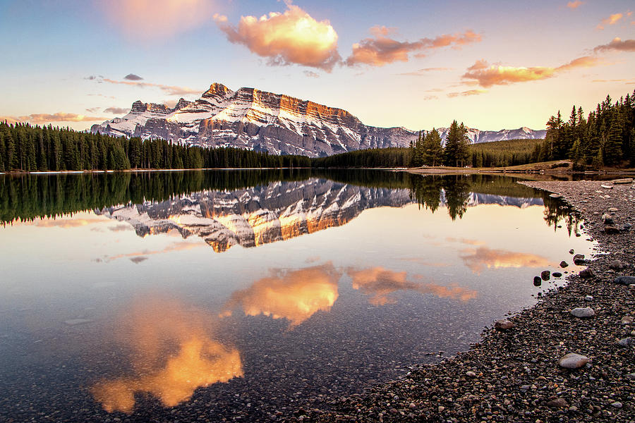 Two Jack Lake sunset in May Photograph by Martin Pedersen