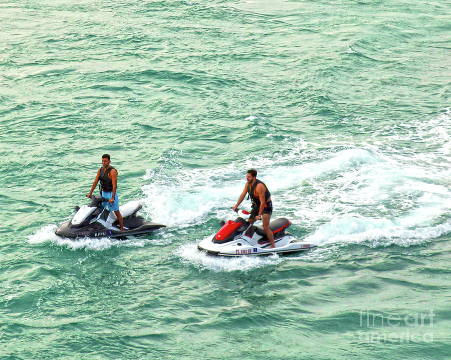 Two Jet Skis In Open Water in Miami  Photograph by Doc Braham