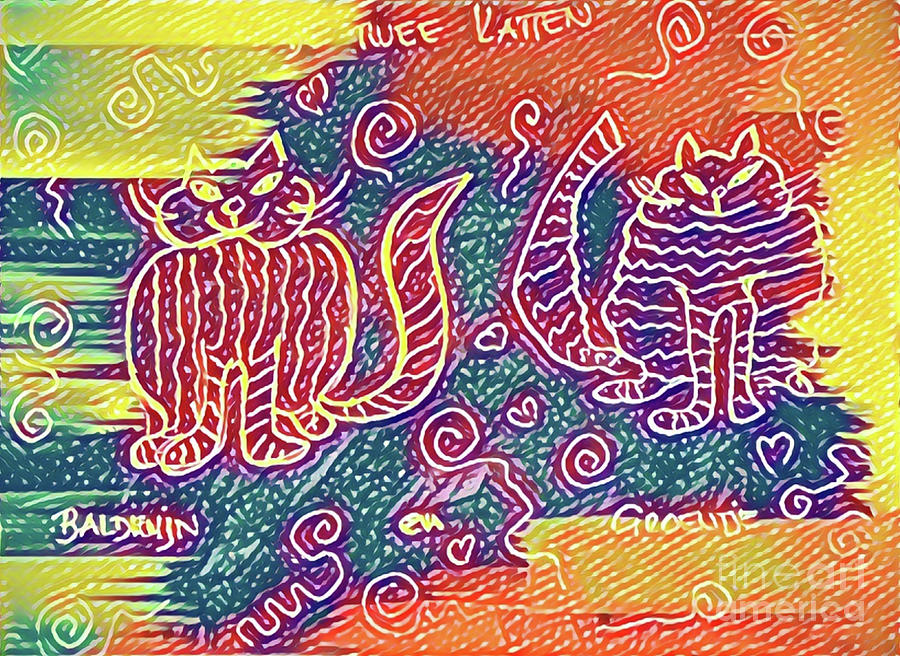 Cat Digital Art - Two Kats - Twee Katten by Mimulux Patricia No