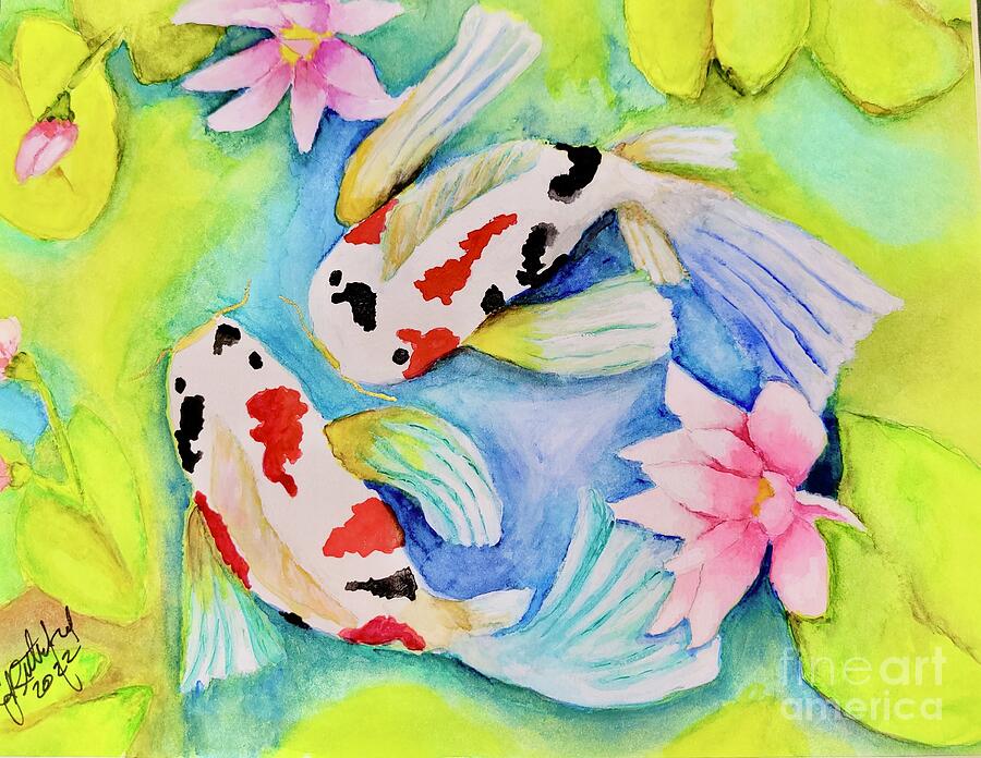 Two Koi Painting by Cathy Rutherford - Fine Art America