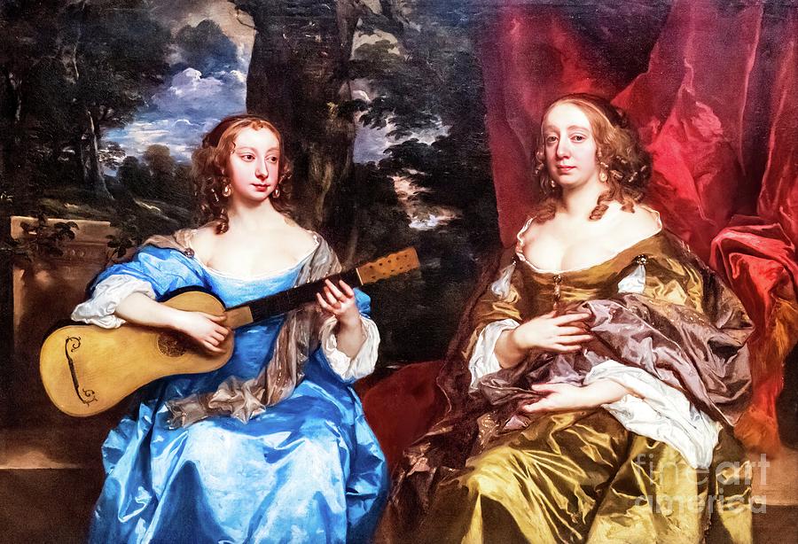 Two Ladies of the Lake Family by Peter Lely 1660 Painting by Peter Lely