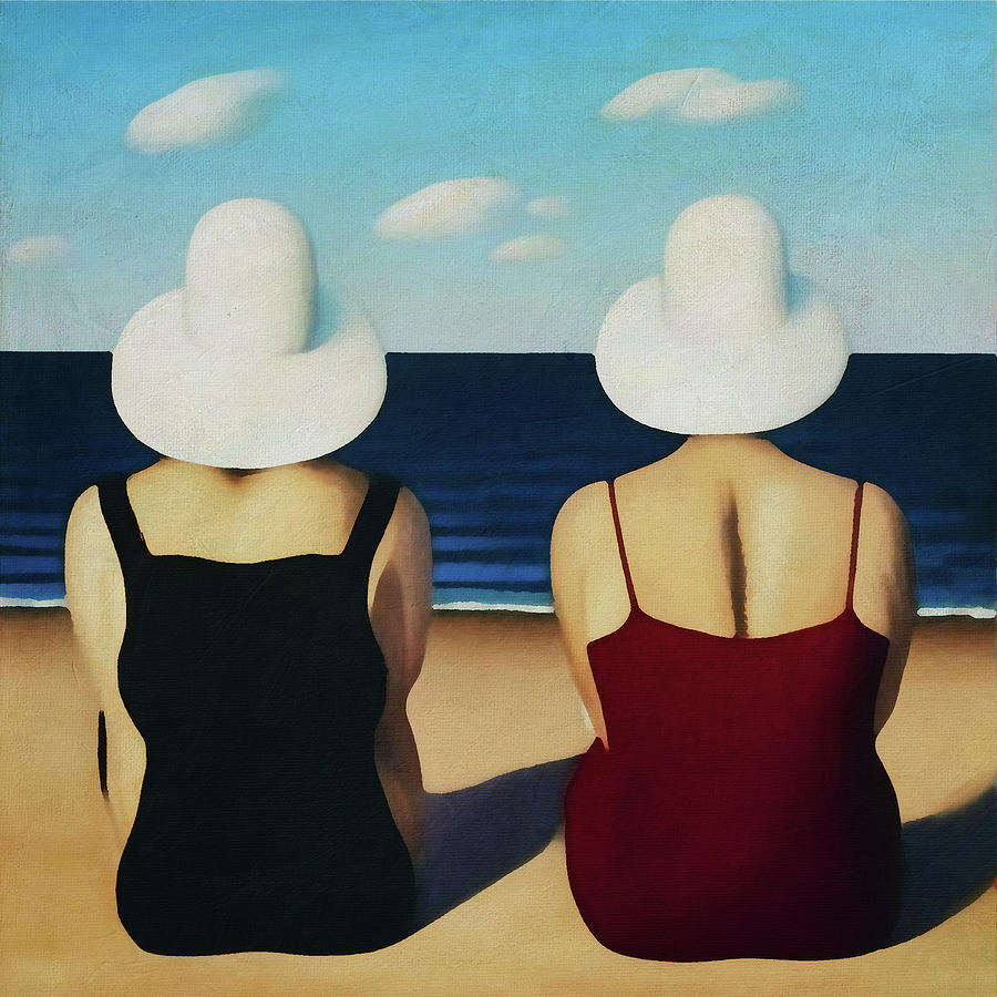 Two ladies on the beach Digital Art by Jan Keteleer