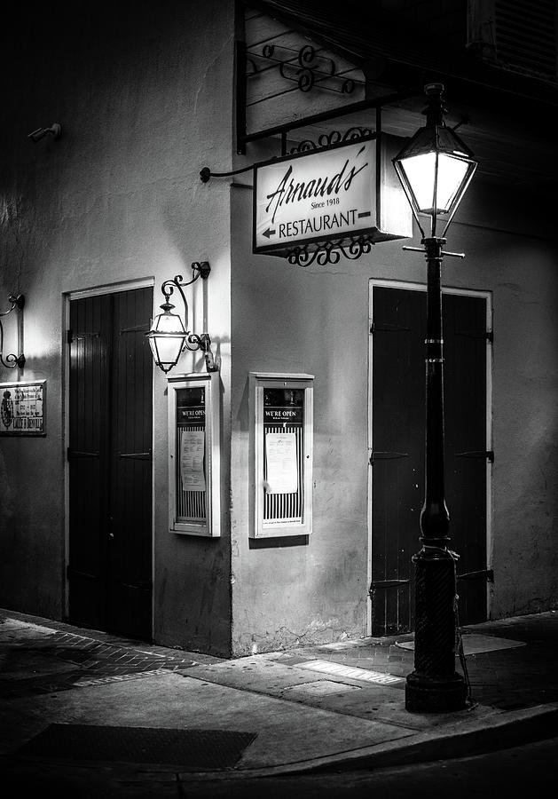 Two Lamps Two Doors And A Sign In Black and White No Trash Photograph by Greg and Chrystal Mimbs