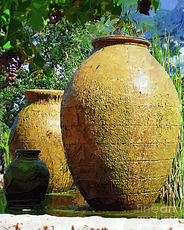 Fountain Digital Art - Two Large Urns by Kirt Tisdale