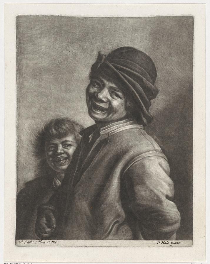 Two Laughing Boys Wallerant Vaillant  after Frans Hals  Painting by MotionAge Designs