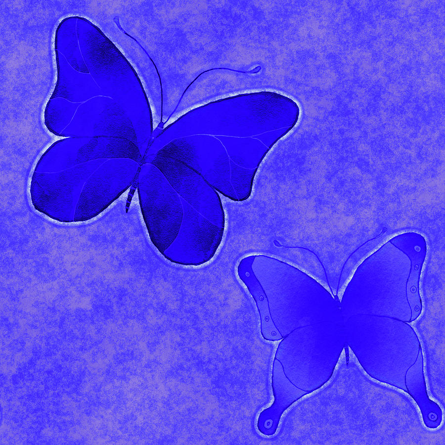 Two Blue Leather Butterflies Digital Art by Leslie Montgomery