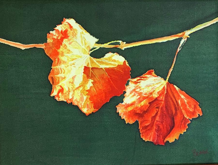 Two leaves #1 Painting by Barbara Pease