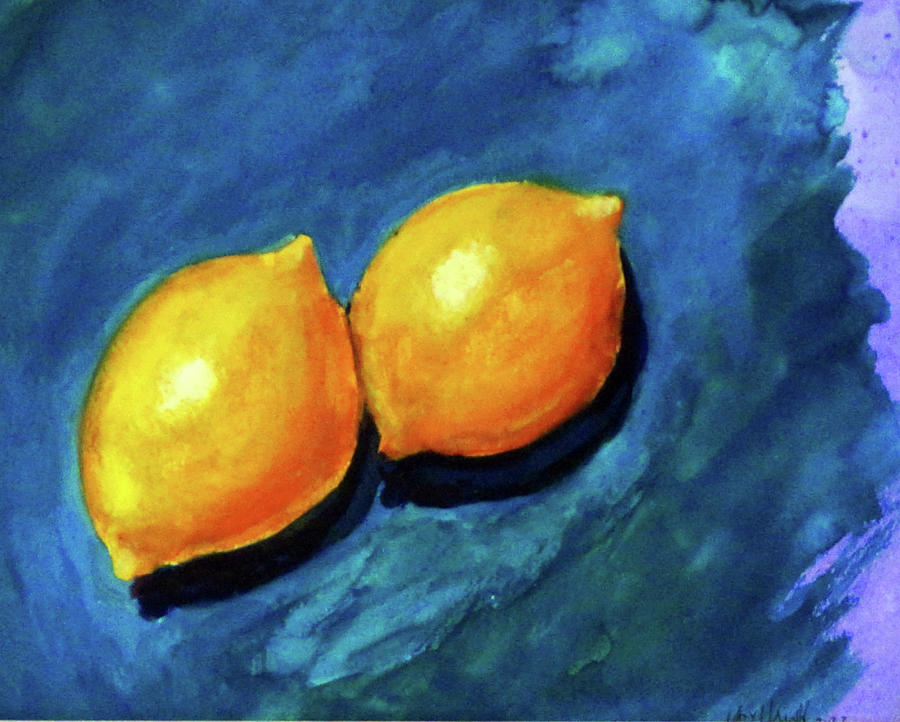 Two Lemons Painting by Katy Hawk