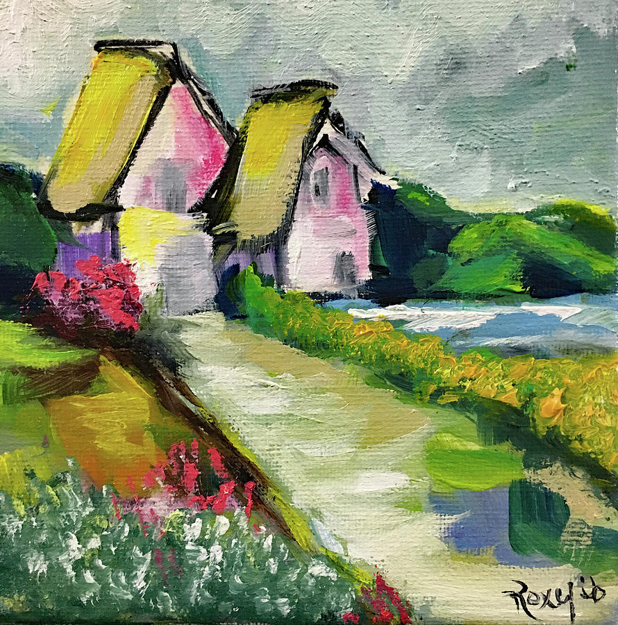 Two Little Houses Painting by Roxy Rich