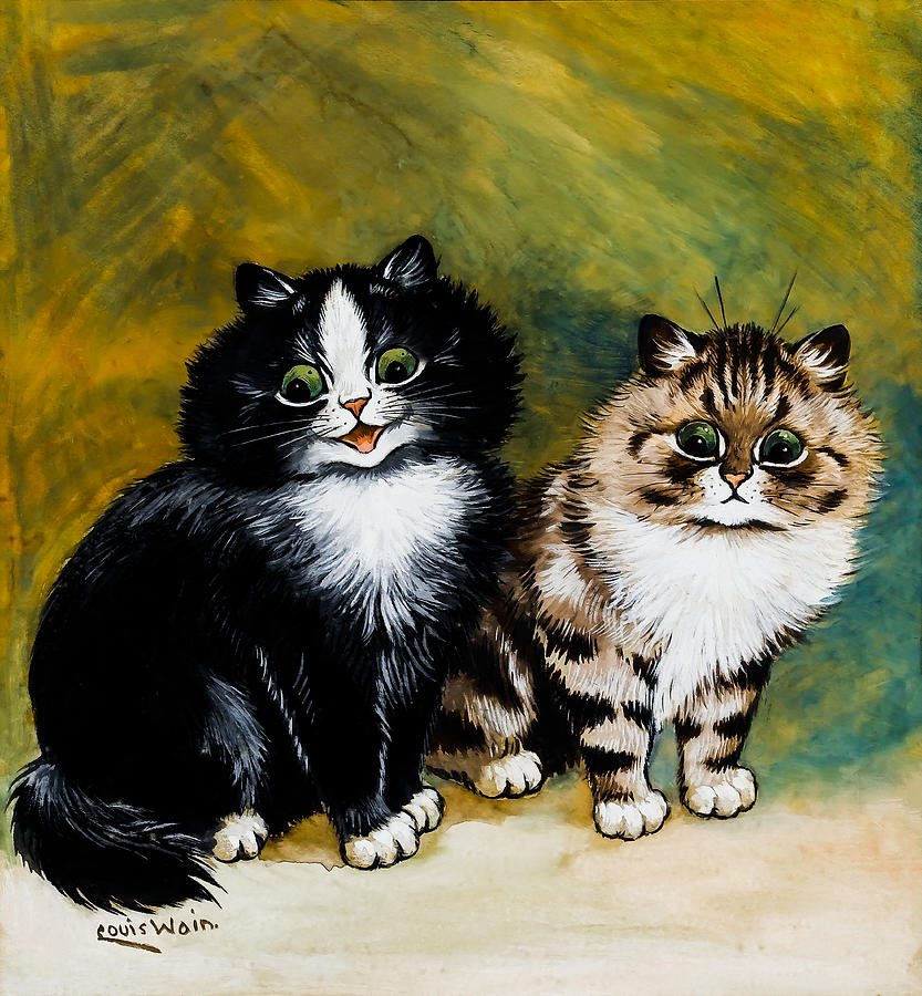 Two Little Kittens by Louis Wain Painting by Orca Art Gallery - Pixels