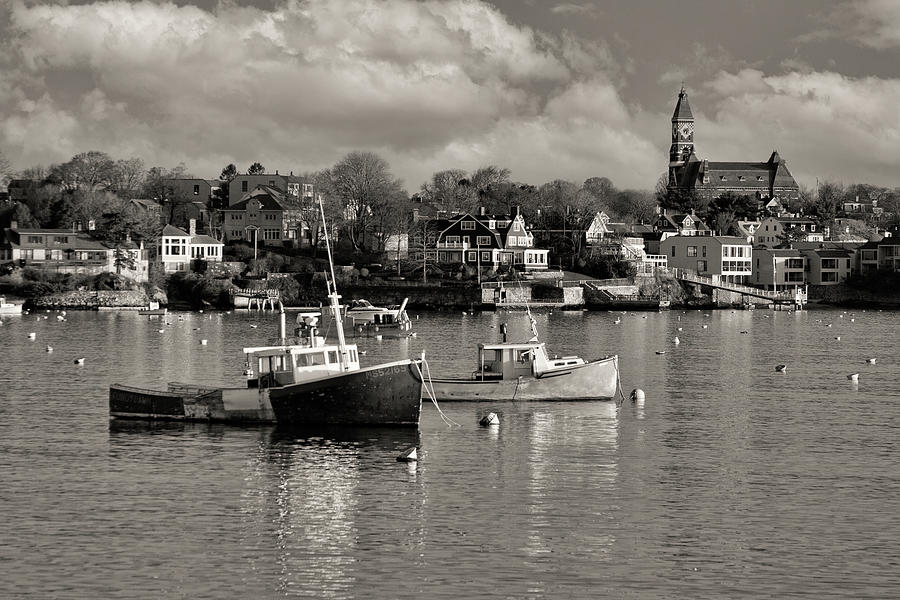 Two lobster boats on Marblehead harbor  Photograph by Jeff Folger