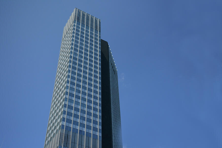 Architecture Photograph - Two lonely Skyscrapers in the blue sky by Brigitta Diaz