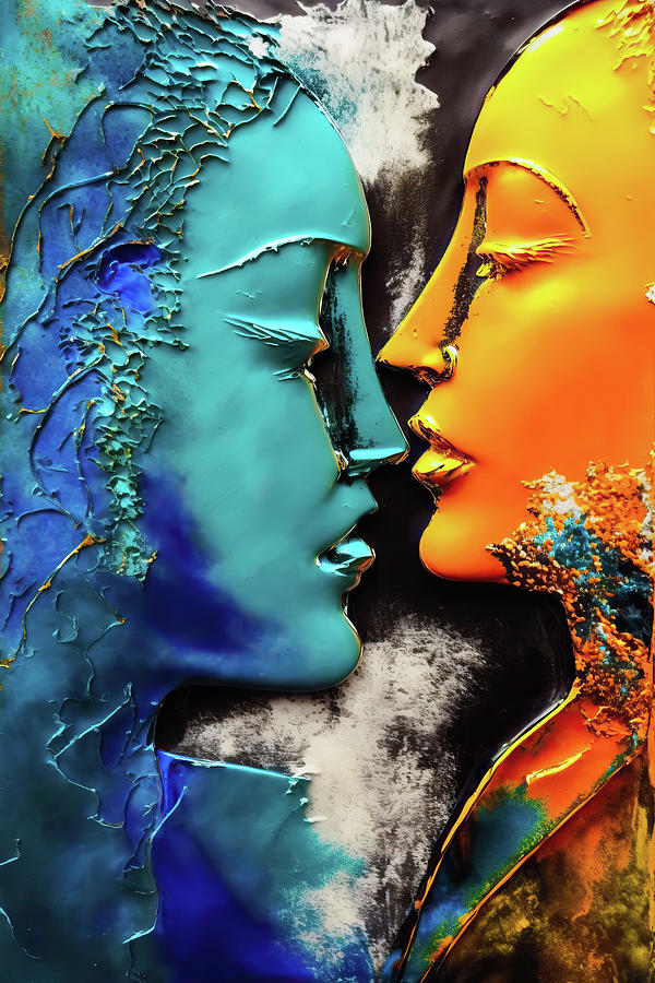 Two Lovers 01 Blue and Orange Digital Art by Matthias Hauser