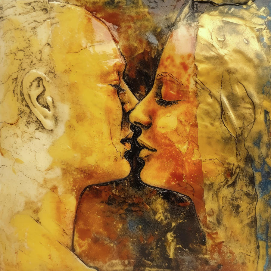 Two Lovers 12 Orange and Gold Digital Art by Matthias Hauser