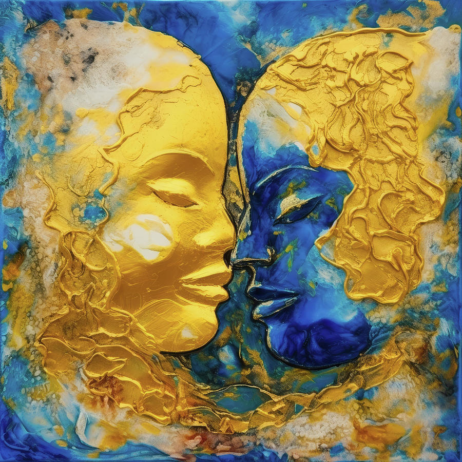 Two Lovers 13 Gold and Blue Digital Art by Matthias Hauser