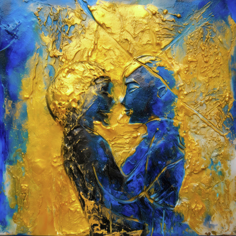 Two Lovers 16 Blue and Golden Digital Art by Matthias Hauser