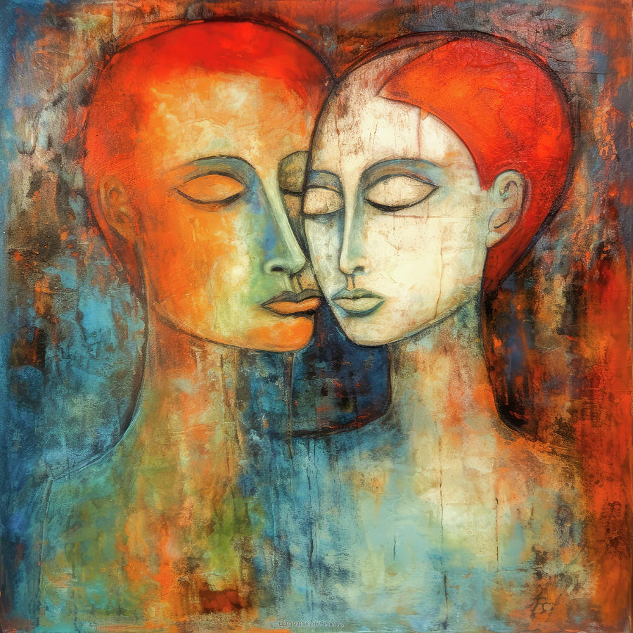 Two Lovers 21 Red and Blue Digital Art by Matthias Hauser